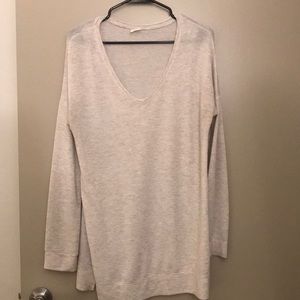 Light cream tunic V neck shirt